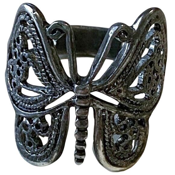 Filigree Butterfly Ring Contemporary Costume Feminine Fairy Goth Unique Original - Picture 1 of 6